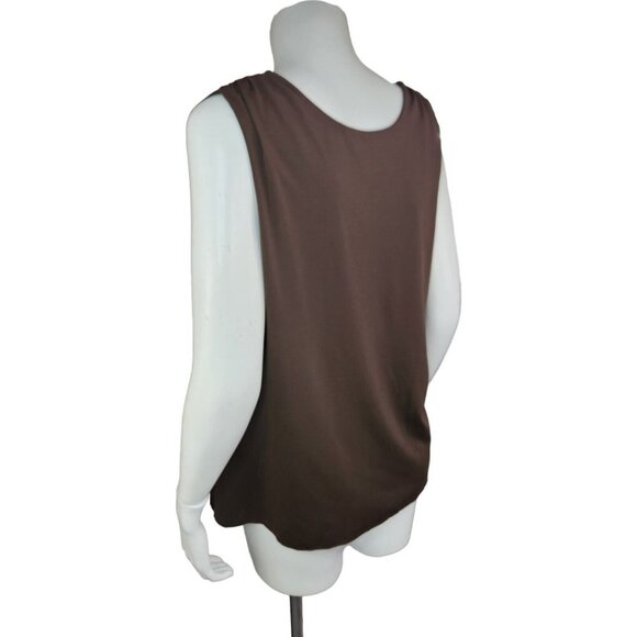Cato Womens XL Brown Sleeveless Peplum Tank‎ Cinched Shoulders Lined - Picture 9 of 13